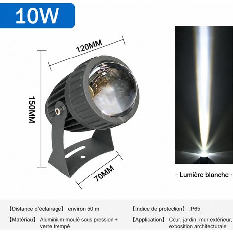 Projecteur LED extérieur rond 10W lumière blanche COB IP65 10w réf 6596 2 g – Livraison gratuite