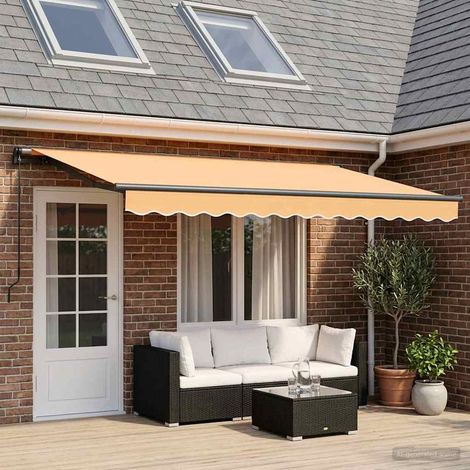 vidaXL Auvent rétractable Sable 400 × 350 cm Polyester et Aluminium