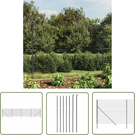The Living Store Clôture en treillis métallique anthracite 1,4x10 m - Clôture Métal - Clôture Jardin - Clôture Rigide - Clôture Anthracite - Clôture Sécurité (1/5)