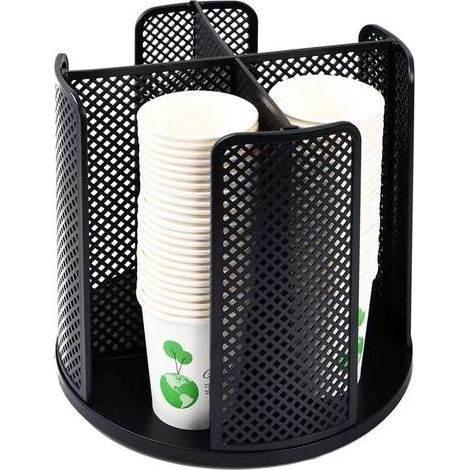 Porte Gobelets en Carton à 4 Compartiments, Support pour Tasse à Café Porte Gobelet Bureau Porte Gobelet Distributeur de Gobelets en Papier Rotatif à 360° pour Café Magasin Maison Bureau Fête Buffet (1/5)