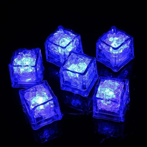 Lot de 12 Glaçons LED Bleus Étanches Induction Liquide PS pour Soirées Bars (1/4)