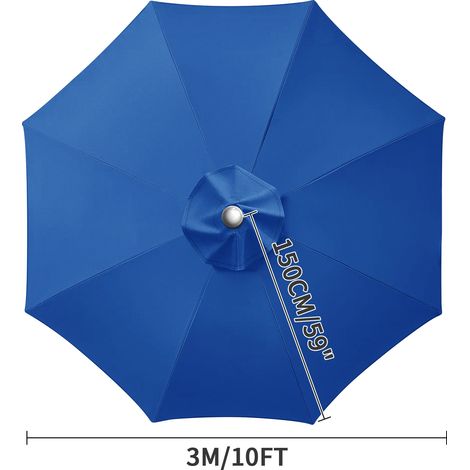 (Bleu, 8 nervures, 3M) Toile de rechange pour auvent d'ombrage, imperméable, résistante aux intempéries et aux UV. (1/5)