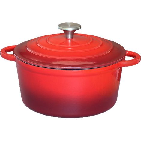 Rouge Faitout Marmite Four avec Couvercle,  5L Dutch Oven Émaillée Compatible Induction, 26cm (1/5)