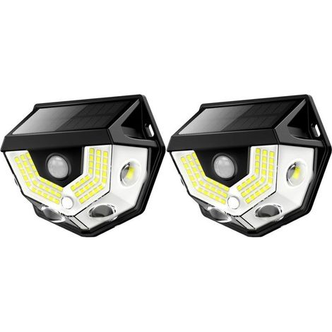Lampe solaire à détecteur de mouvement, grand angle 270°, étanche IP65, éclairage de sécurité extérieur pour porte d'entrée, cour et garage (lot de 2) (1/4)