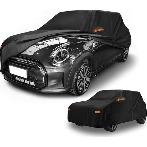 Housse De Voiture Étanche Toutes Saisons pour Automobile Extérieure Anti-UV Soleil Pluie Protection Complète Extérieure pour Mini Cooper 4 Portes Noir avec Bandes Réfléchissantes (1/5)