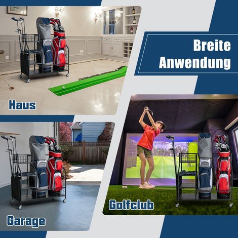 Golf bag stand for the garage cart for golf equipment golf bag rack with club holder (1/5)
