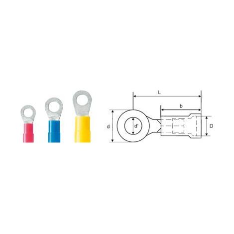 Cosse à oeillet Weidmüller LIR 6M6 V 9200250000 Section max.: 6 mm² Ø du trou: 6.4 mm partiellement isolé jaune 100 pc(