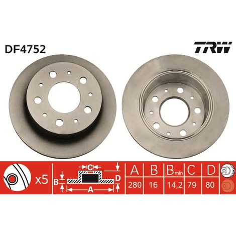 Disque de frein arrière TRW DF4752 TRW gauche/droite (1/2)