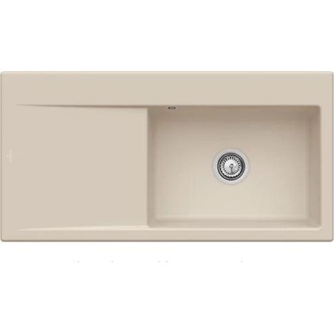 Evier a encastrer 1 bac VILLEROY ET BOCH Subway Style 60 egouttoir à gauche vidage manuel Beige CeramicPlus (1/4)