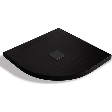 Piatto doccia mineral marmo resina curvo antiscivolo h4 cm misure l80 x p80 x h4 cm - tinta antracite - confezione 1 (1/2)
