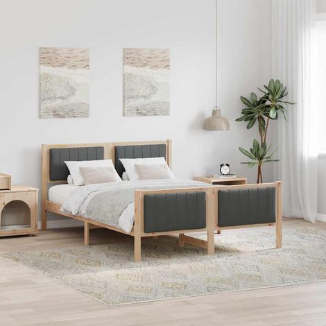 vidaXL Bettgestell Braun und Dunkelgrau 140 x 200 cm Massivholz Kiefer (1/5)