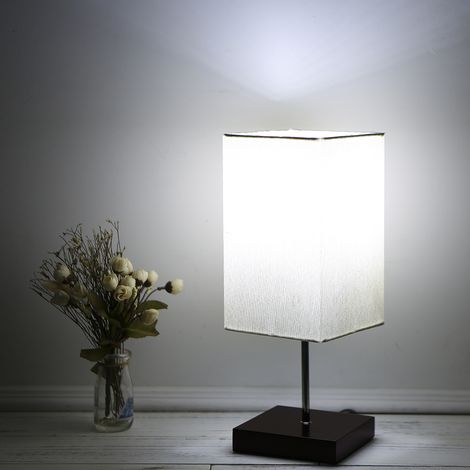 Tetragonum Lampe de table carrée en bois massif minimaliste classée VDE pour chambre à coucher, salon, collège, café, bibliothèque, commode (1/5)