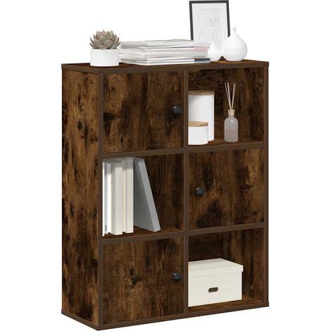 Estantería madera de ingeniería roble ahumado 60x24x76,5 cm vidaXL (1/5)