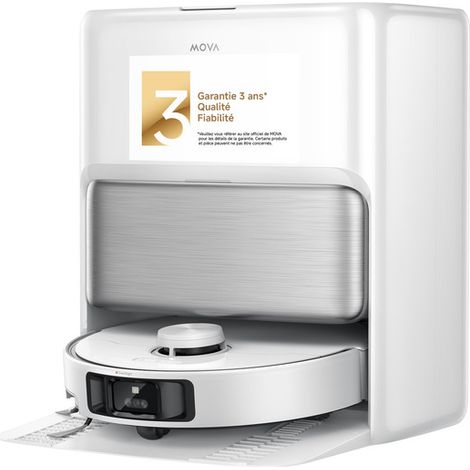 MOVA P70 Pro Ultra Robot Aspirateur Blanc, 30 000 Pa, lavage 260 tr/min, IA anti-obstacles, MaxiReach™, séchage automatique, remplissage solution intégré