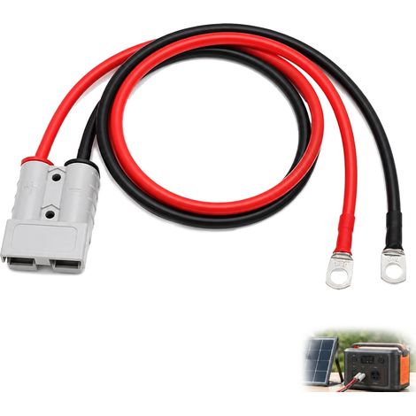 Câble Solaire 6 mm² avec Adaptateur 50A,pour Panneau Solaire,Générateur Solaire Portable,Batterie de Stockage,Véhicules électriques,UV Résistant et Durable,Longueur 1 Mètre (1/5)