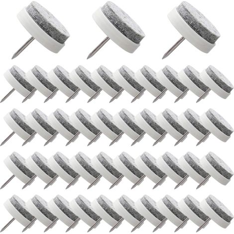 50 Pièces Clous Patins de Meuble de 24 mm Noir Pads en Feutre Glide avec Boîte de Rangement pour Chaise de Meubles en Bois,Tabourets et Pieds de Table GROOFOO (blanche) (1/5)