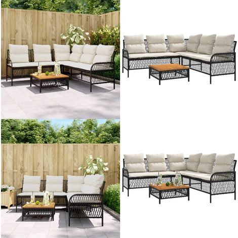 2-tlg. Garten-Sofagarnitur mit Auflagen Schwarz Poly Rattan - Gartensorgaunität - Outdoor Möblierung - Lounge Set - Gartenmöbel - Rattan Sessel - Home & Living (1/5)