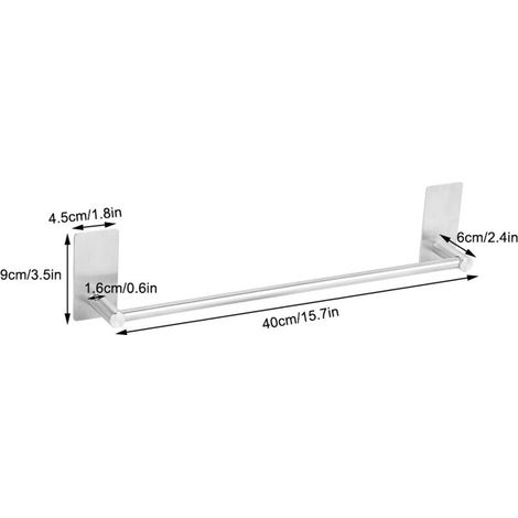 Porte-serviettes autocollant, étagère murale en acier inoxydable pour salle de bain et cuisine (1/5)