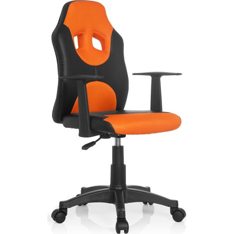 [NEUWERTIG] B-Ware hjh OFFICE Kinderdrehstuhl Stuhl schwarz orange Kunstleder Armlehnen Rollen (1/2)