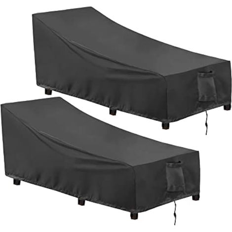 OutdoorLines Lot de 2 housses de chaise longue d'extérieur imperméables, résistantes aux UV, résistantes aux intempéries, 162,6 x 71,1 x 76,2 cm, noir (1/5)