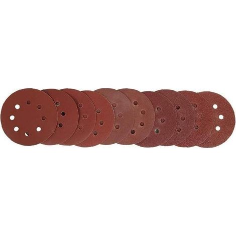 Disques abrasifs ronds pour ponceuses orbitales aléatoires, 125 mm, grains 40/60/80/100/120/180/240/320/400/800, 10 granulés mélangés, 125 mm, 8 trous, disque de polissage, 100 pièces (1/5)
