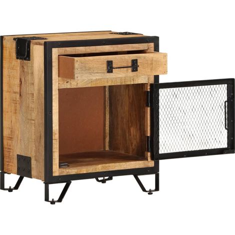 vidaXL Comodino 43x30x51 in Legno Massello di Mango Grezzo