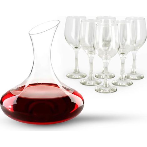 MA MAISON SET DECANTER 1.6 LT FORMA DESIGN + 6 CALICI I IN VETRO DA 300 CC PER IL VINO (1/4)