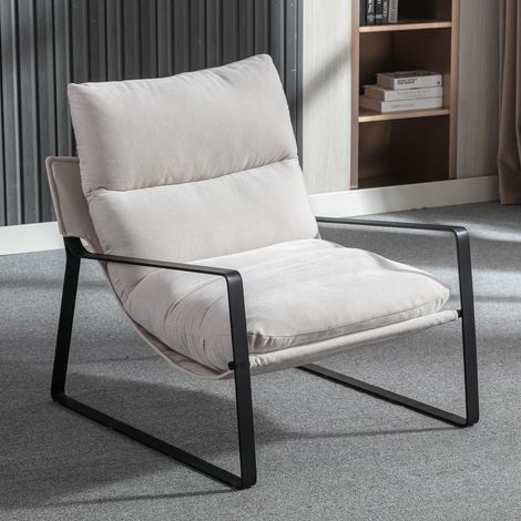Washon Chenille Recliner Chair – Retro Comfortable Lounge Chair Upholstered for Bedroom & Living Room, Beige (1/5)