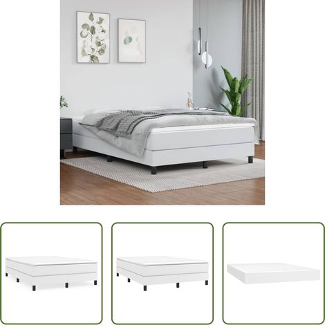 Matratze -  Boxspringbett mit Matratze Weiß 140x200 cm Kunstleder (1/5)