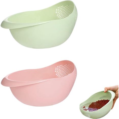 [JAMAIS UTILISÉ]2 Pièces Passoire à Riz, Passoire Légumes Aux Fruits, Passoire de Cuisine, Multifonction, Éviter le Gaspillage D'ingrédients, pour Nettoyer et Filtrer Légumes, Fruits, Haricots (Verts, (1/3)