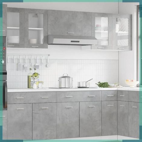 856118 Vitrine suspendue 'Lyon' Gris béton 80 x 31 x 60 cm (1/5)