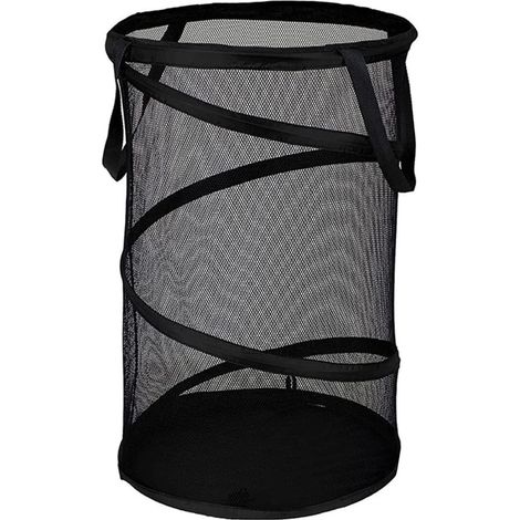 Panier à linge sale avec double poignée - Portable et pliable - Noir, normal
