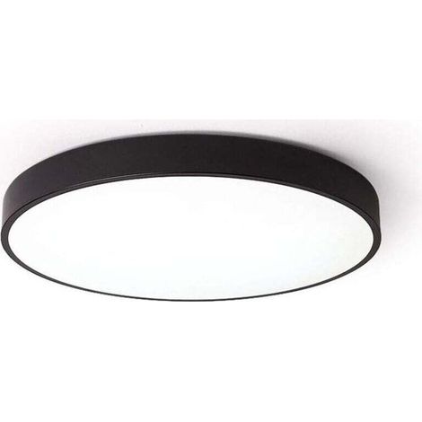 Plafonnier LED moderne ultra-lumineux en fer, design créatif, ultra-mince, rond, encastré, pour décoration intérieure, noir (1/4)