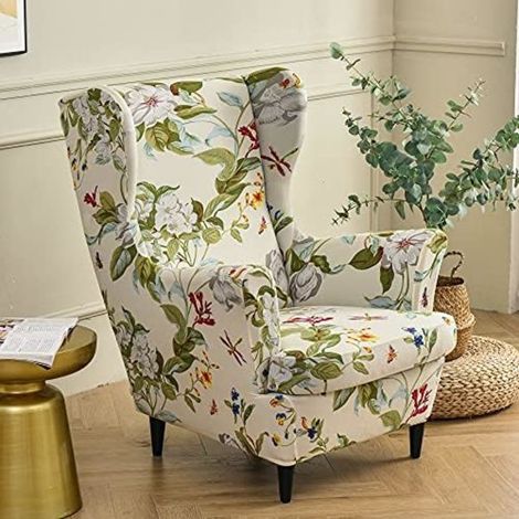 Housse extensible Highdi pour fauteuil Strandmon, lot de 2 housses de canapé avec housses de coussin, protection pour fauteuil (1/5)