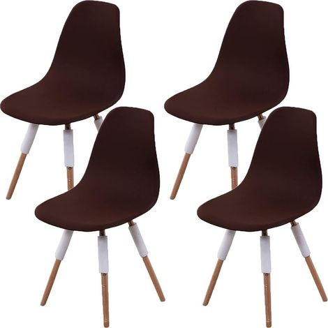 Housse de Chaise scandinave Extensible 4pcs Café (1/5)