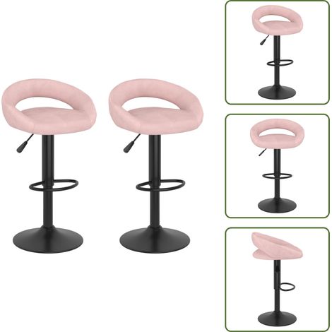 Taburete de terciopelo - vidaXL Taburetes de cocina 2 unidades terciopelo rosa - Taburete con reposapiés