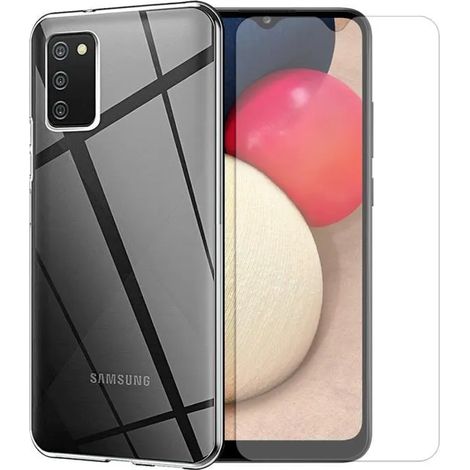 SET CUSTODIA IN SILICONE TRASPARENTE PER SAMSUNG GALAXY A03s + 3 VETRO TEMPERATO