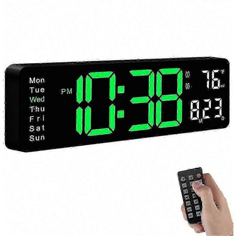 Digitale Wanduhr mit großem Display und Fernbedienung für Wohnzimmer, Schlafzimmer, Wohnbereich (1/5)