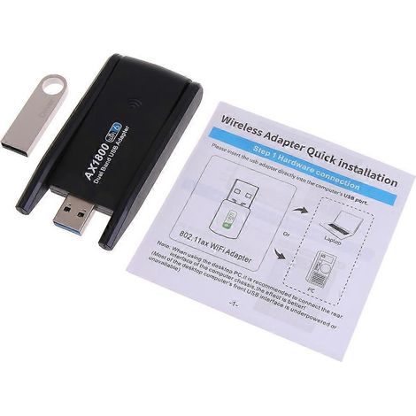Carte réseau sans fil USB3.0 WIFI6 AX1800 pour PC de bureau et portable, double bande 2.4G/5G (1/5)