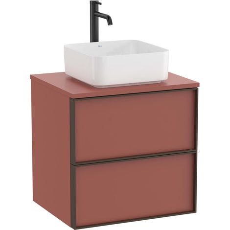 Meuble "INSPIRA" 600 - 2 tiroirs pour vasque à poser (non incluse) - Terracotta Mat - Roca (1/2)