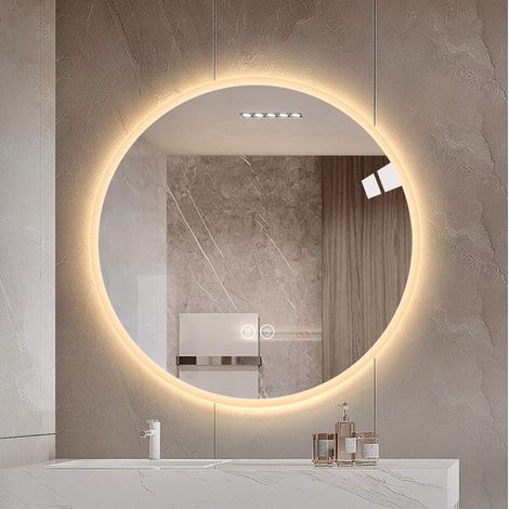 Runder LED-Badezimmerspiegel 80 cm, beschlagfrei, 3 Lichtfarben, dimmbar OKMYHOME (1/5)