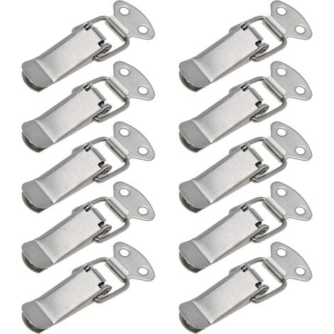 Federbelasteter Verschluss, silberfarbene Beschläge, geeignet für Schränke, Holzkisten, Kästen und Truhen – 10 Stück pro Packung (1/5)