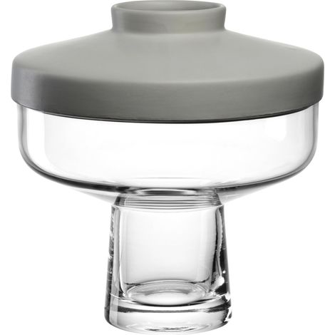 Vase en Verre, pour Arrangements Floraux créatifs, diamètre : 7,5 cm, en céramique et Verre, Design Moderne, pour Le Salon, Hauteur : 21,5 cm, Gris, 055267 (1/5)