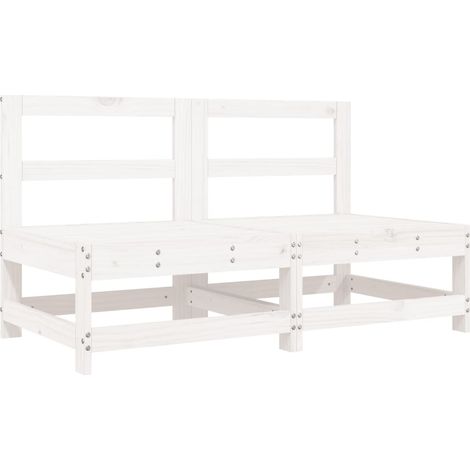 Maison Exclusive - Garten-Mittelsofas 2 Stk. Weiß Massivholz Kief