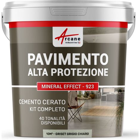 Microcemento per pavimenti interni: alta protezione - 10 m² (in 2 strati) Grigio Chiaro Spinello - ARCANE INDUSTRIES