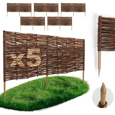 Lot de 5 Bordures Osier Bogateco Saule Naturel 120x30 cm (1/5)