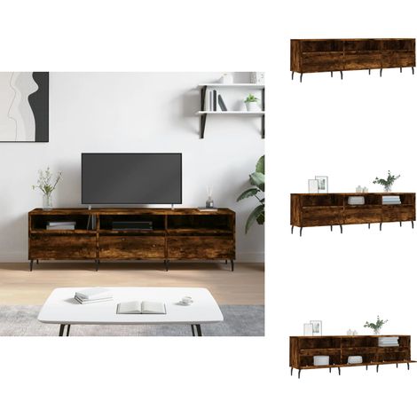 Meuble TV chêne fumé 150x30x44,5 cm bois d'ingénierie - Meuble Tv - Meuble Audiovisuel - Étagère Murale - Rangement Salon - Bibliothèque Design (1/5)