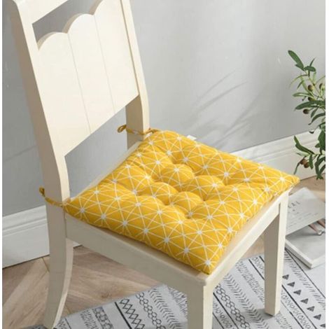 Coussins de chaise - JIANGZHA - Lot de 2 - Jaune - 45x45 cm - Lavable avec attaches (1/4)