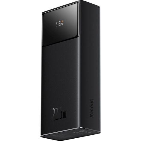 Powerbank 30000mAh 22,5W mit USB-A - USB-C 3A 30cm Kabel - schwarz (1/5)