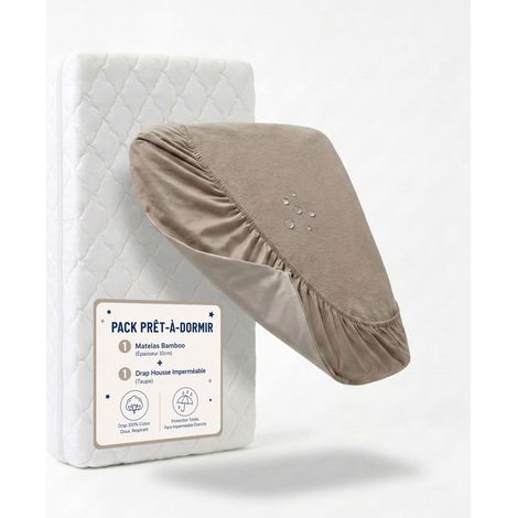 Pack matelas déhoussable en viscose de bambou – Drap-housse imperméable – Soutien ferme – Lavable en machine à 30°C – P'Tit Lit